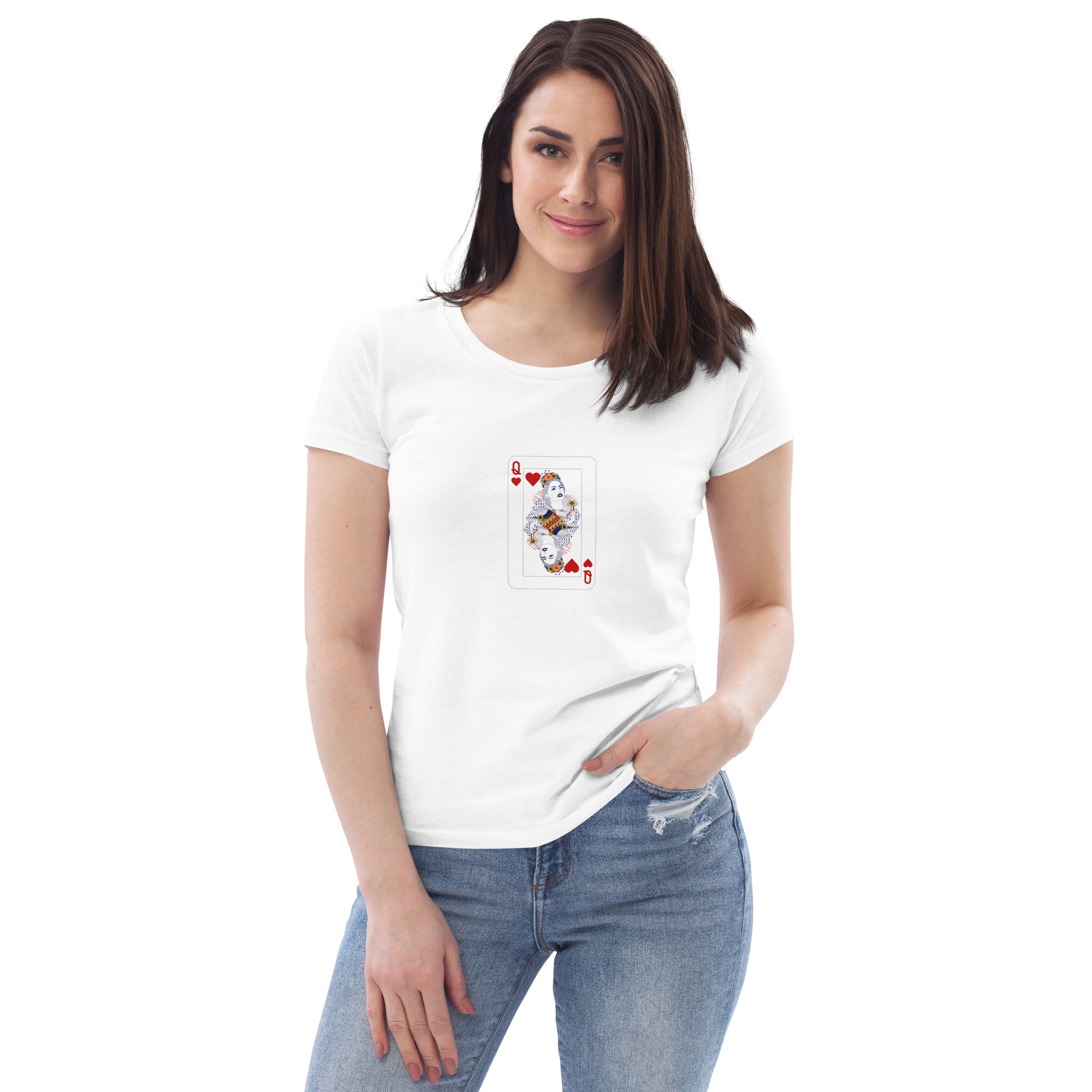 Poker T-Shirt Damen Weiß Bio-Baumwolle – Spielkartendesign by pexils –  pexils Fashion & Art Shop